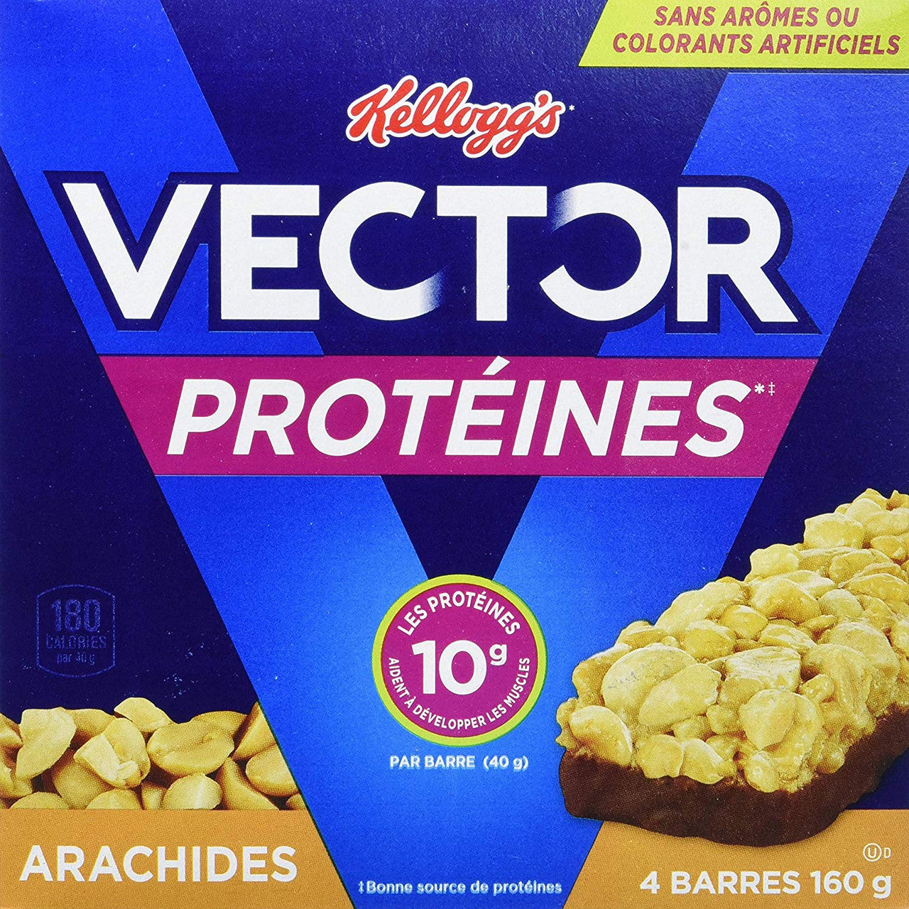 Kellogg's Vector Protein bars, Peanut, 4ct, 160g/5.6oz. (Imported from Canada)